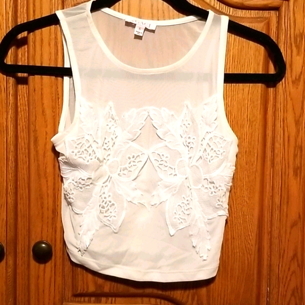 A'gaci white lace design shirt
